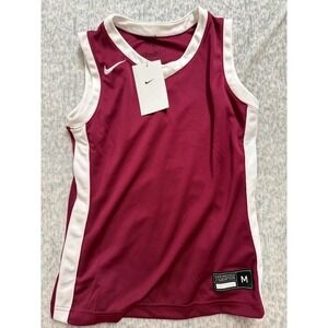 Nike Kids Team Dri-FIT Basketball Jersey Maroon White Sleeveless Top Size Medium